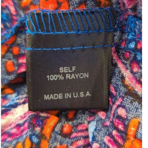 Mabel Navy Orange & Blue Paisley Tasseled Neck Tunic Top Women Large Boho NWT - Picture 8 of 10